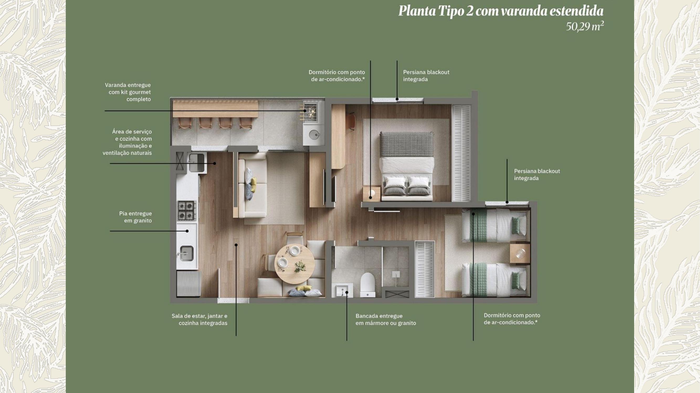 Planta Tipo 2 c/ varanda estendida